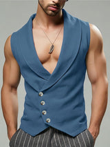 Men's Solid Color Casual Button Sleeveless Waistcoat SKUL54636