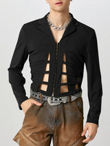 Mens Hollow-Out Design Long-Sleeve Jacket SKUK85362