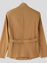 Men's Solid Color Minimalist Stand Collar Long Sleeve Shirt SKUL43669