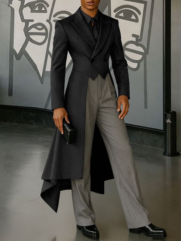 Men's Deconstructed Asymmetric Hem Casual Blazer SKUL41338