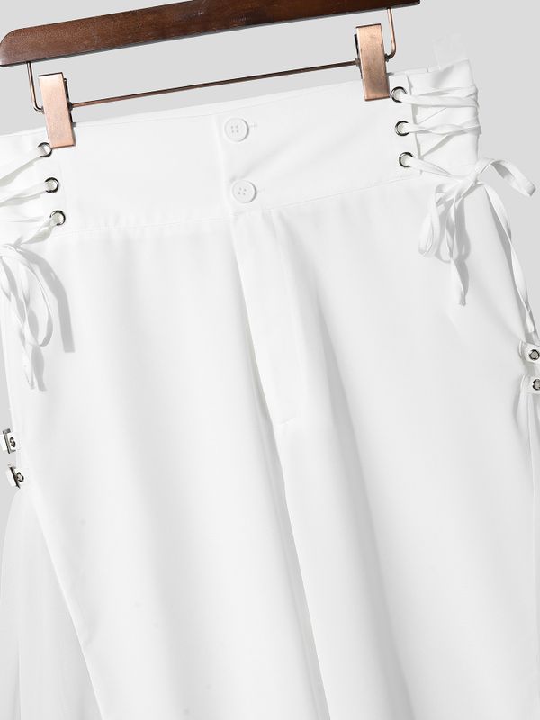 Men's Sheer Mesh Patchwork Casual Long Pant SKUL57876