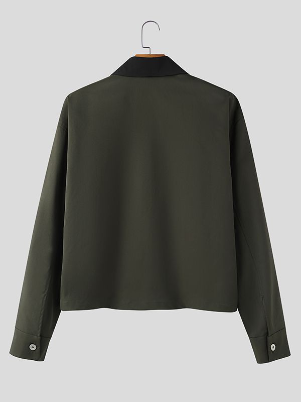 Men's Casual Contrast Collar Long Sleeve Zipper Jacket SKUL50116