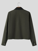 Men's Casual Contrast Collar Long Sleeve Zipper Jacket SKUL50116