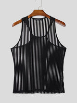 Mens Striped Sheer Casual Tank SKUL15389