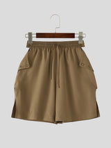 Men's Avant-Garde Side Cutout Snap Button Drawstring Short SKUL70404