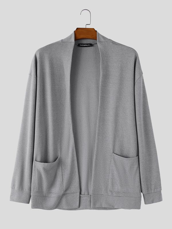 Men's Early Autumn Solid Open Front Knit Cardigan SKUL79228