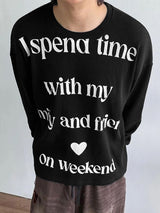 Men's Letter Print Textured Knit Long Sleeve T-shirt SKUL41207