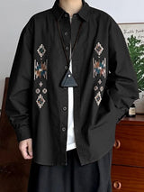 Men's Ethnic Print Long Sleeve Shirt SKUL45323