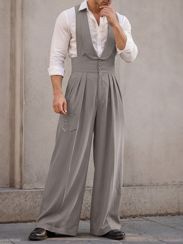 Men's Vintage Elegant High Waist Wide Leg Jumpsuit SKUL75524