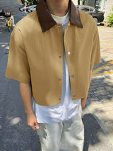 Men's Solid Color Utility Short Sleeve Shirt SKUL58671