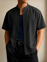 Mens Solid Color Casual Short Sleeve Shirt SKUL20165