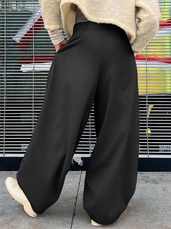 Mens Solid High Waist Wide Leg Pants SKUK55966