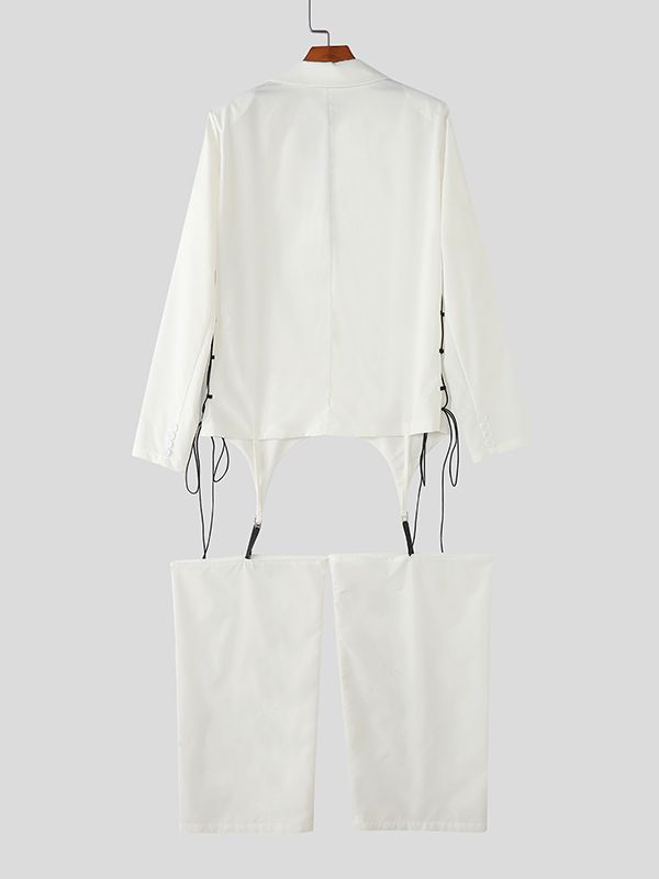 Men's Lace Up Patchwork Detachable Pant Legs Two Pieces Outfit SKUL38597