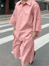 Mens Solid Color Casual Two Pieces Outfit SKUL08517