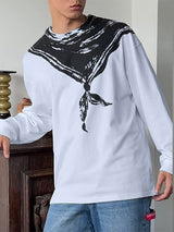 Mens Sailor Collar Print Long-Sleeve T-Shirt SKUK78466