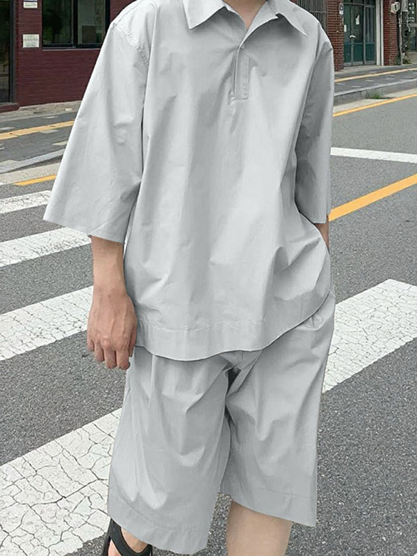 Mens Solid Color Casual Two Pieces Outfit SKUL08517