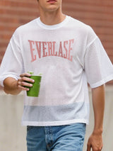 Men's Letter Print Semi-Sheer Short Sleeve T-Shirt SKUL20294