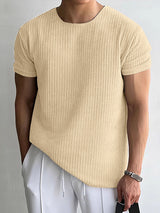 Mens Textured Crew Neck Short Sleeve T-Shirt SKUK80690