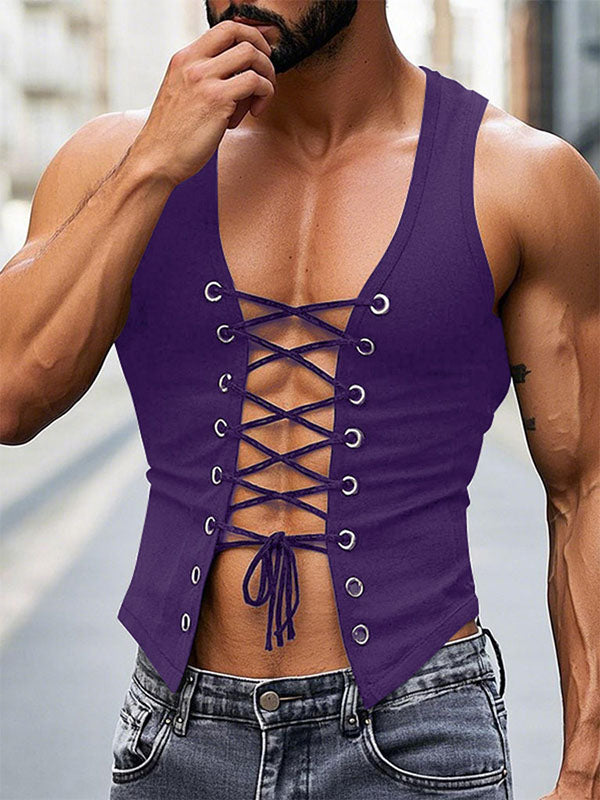 Mens Hollow-Out Cropped Sleeveless Tank SKUL04272