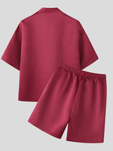 Men's Solid Color V Neck Casual Two Pieces Outfit SKUL50049