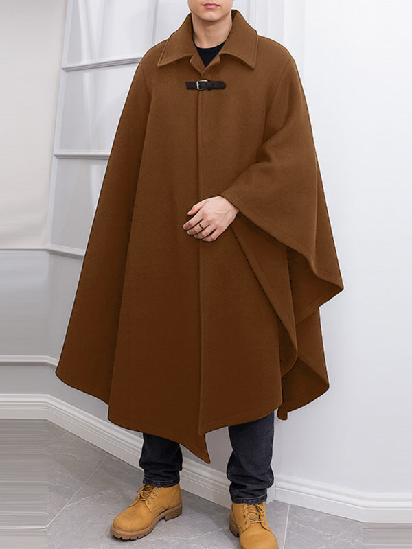 Men's Solid Long Lapel Cloak SKUL30453