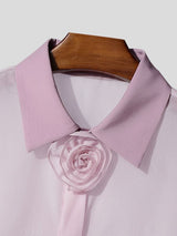 Men's 3D Rosette & Floating Ribbons Sheer Organza Cropped Shirt SKUL55379