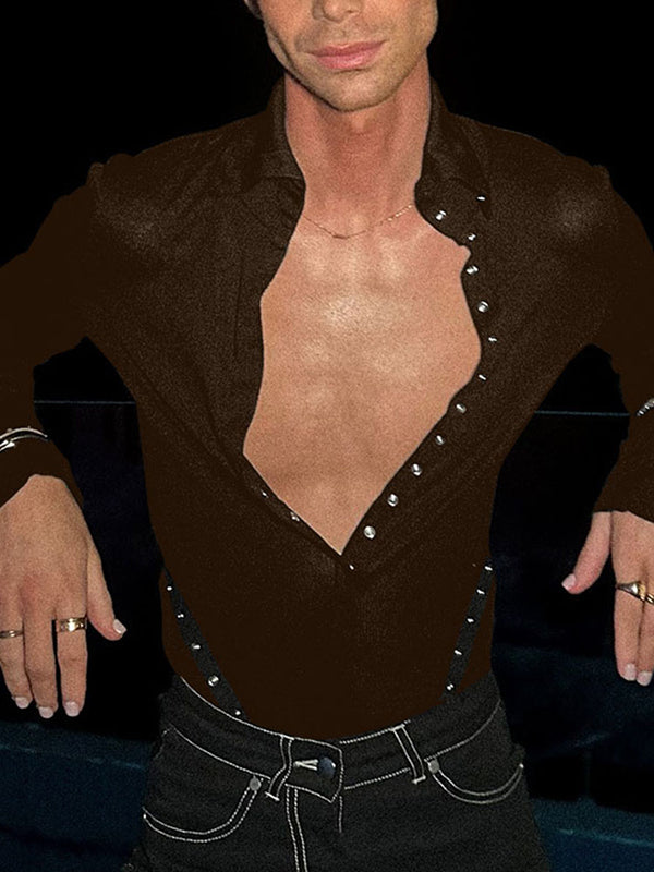 Mens Solid Color Slim Fit Casual Long Sleeve Shirt SKUK99915