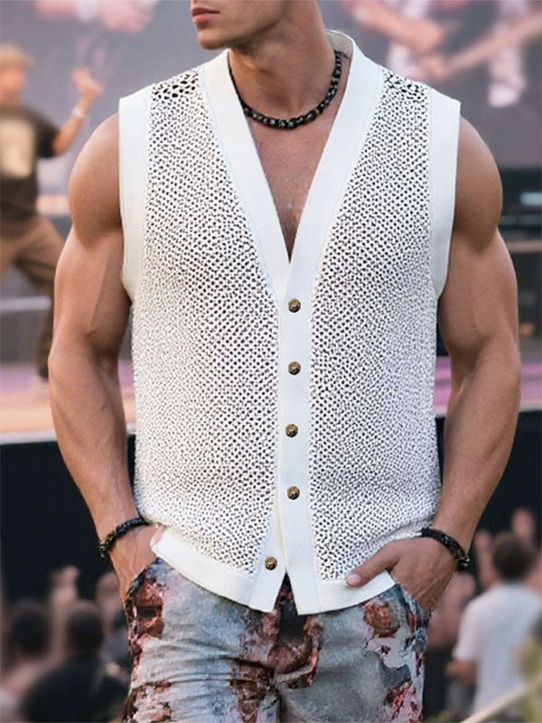 Mens Solid Textured Loose Tank SKUL14024