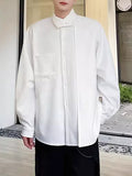 Mens Solid Chest Pocket Long Sleeve Shirt SKUK49423