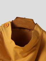 Men's Solid Asymmetrical Placket Puff Sleeve Shirt SKUL38918