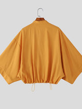 Men's Drawstring Hem Loose Long Sleeve Shirt SKUL51865