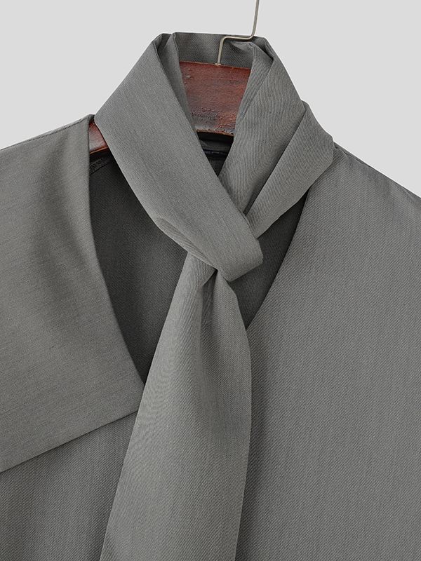 Men's Deconstructed Tie Long Sleeve Shirt SKUL32846