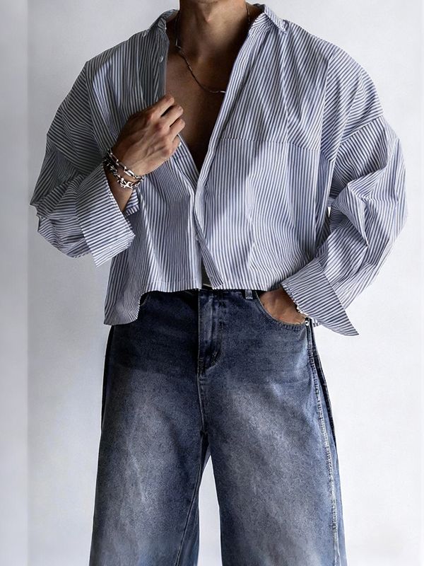 Men's Striped Casual Long Sleeve Shirt SKUL37285