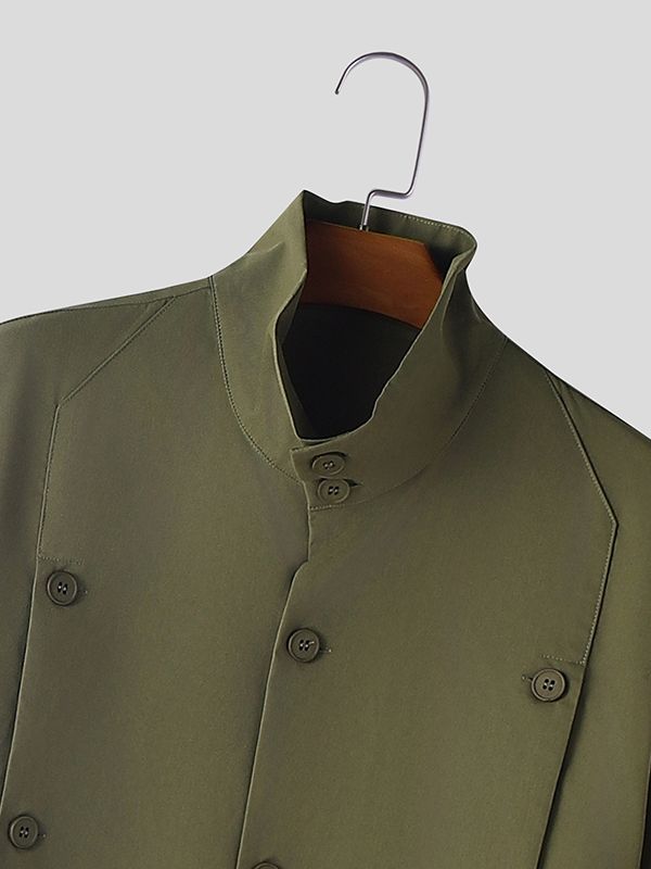 Men's Solid Color Button Long Hem Long Sleeve Shirt SKUL47949