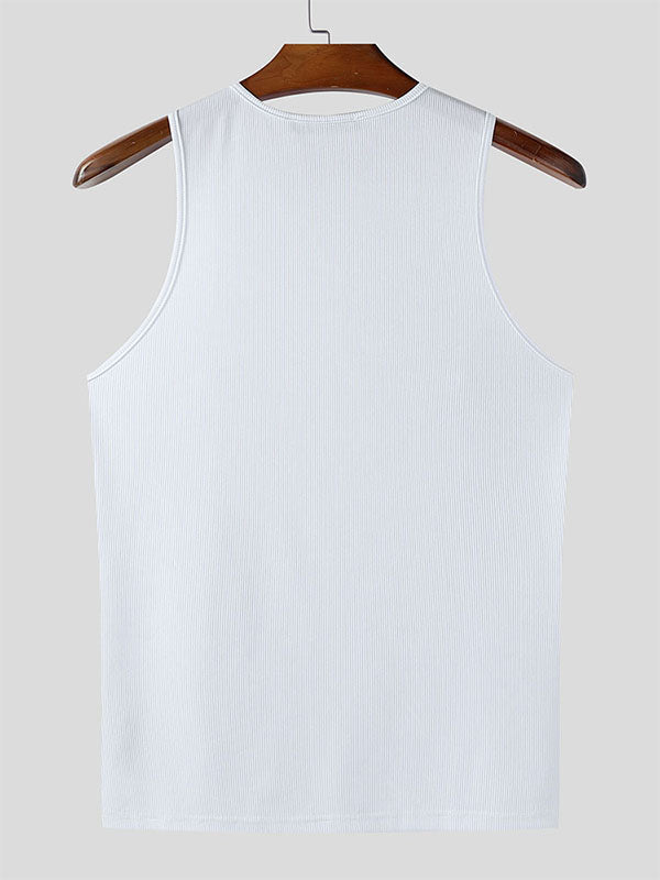 Men's Solid Color Knit Slim Fit Casual Tank SKUL15153