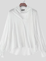 Men's Polka Dot Print Ribbon Long Sleeve Shirt SKUL35278