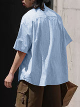 Mens Solid Color Striped Short Sleeve Shirt SKUL17881