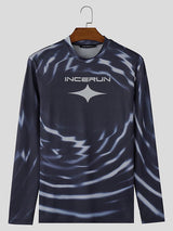 Mens INCERUN Print Long Sleeve T-Shirt SKUK79395