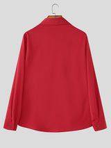 Men's Solid Color Slim Fit Long Sleeve Shirt SKUL24816