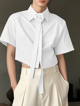 Mens 3D Floral Tie Casual Short Sleeve Shirt SKUL12752