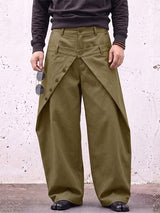 Men's Avant-Garde Darkwear City Walk Asymmetric Button Flap Balloon Wide-Leg Pant SKUL85218