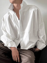 Mens Solid Color Casual Short Long Sleeve Shirt SKUK98879