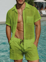 Men's Sheer Mesh Casual Two Pieces Outfit SKUL20265