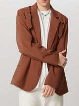 Mens Solid Color Casual Long-Sleeve Blazer SKUK81458