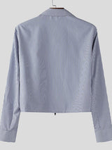 Men's Solid Color Striped Long Sleeve Jacket SKUL37702