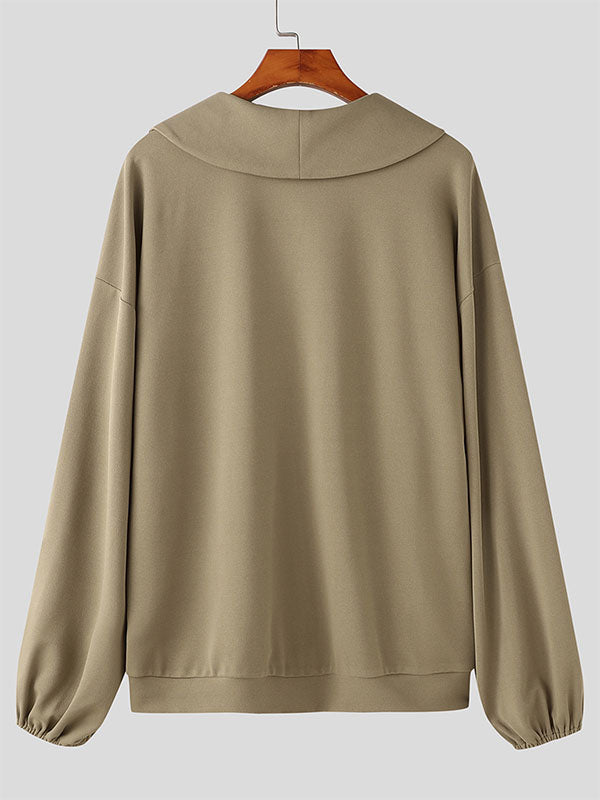 Mens Minimalist Deep V-Neck Pullover Sweatshirt SKUK75081