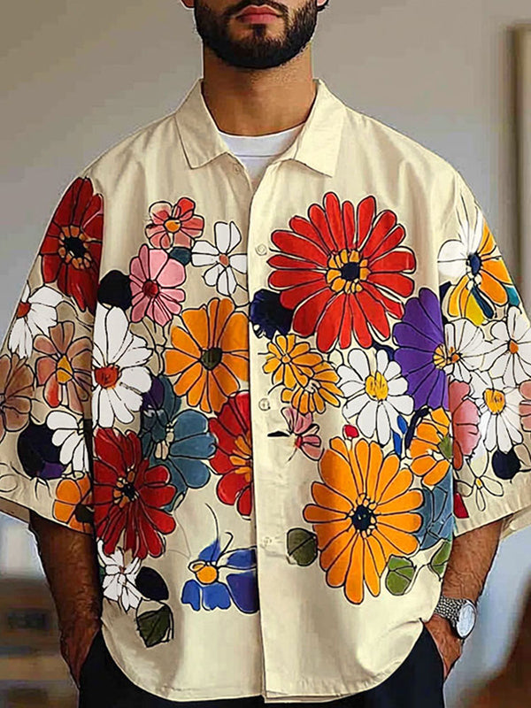Mens Floral Print Long Sleeve Shirt SKUL04316