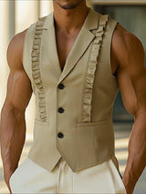 Men's Ruffled Patchwork Casual Waistcoat SKUL40107
