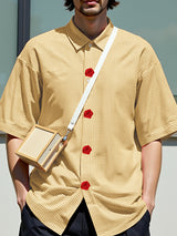 Mens 3D Floral Patchwork Plaid Half Sleeve Shirt SKUL08477