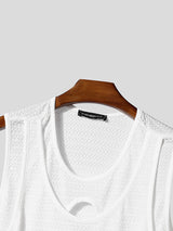Mens Solid Color Textured Double-Layer Casual Tank SKUL16263